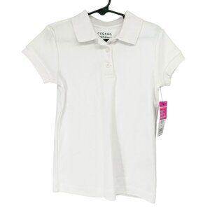 George XS 4-5 Girls School Uniform Polo Shirt White Fade Shrink Wrinkle Resist
